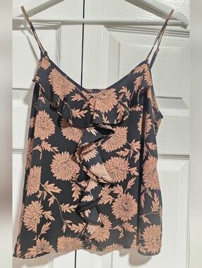 Forever 21 Black Cami with Peach Floral Print